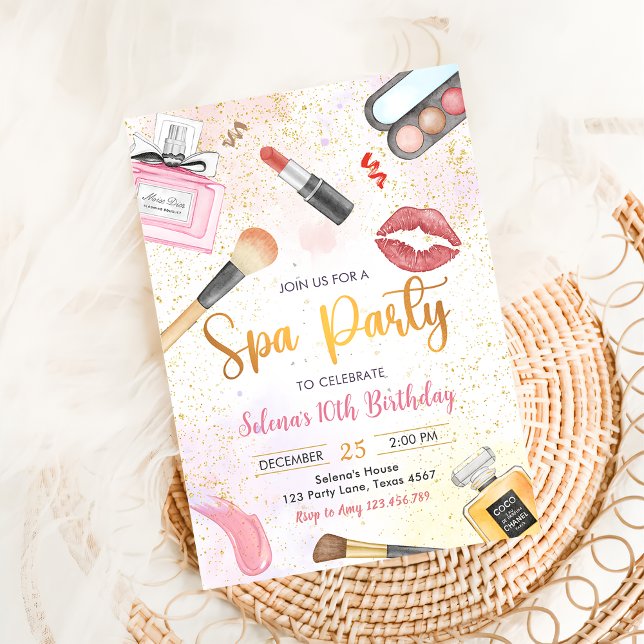 Spa Party Glitz Glam Girl Makeup Birthday Inbjudningar (Skapare uppladdad)