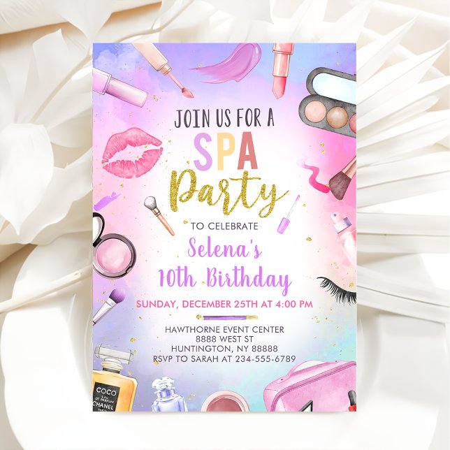 Spa Party Glitz Glam Girl Makeup Birthday Inbjudningar (Skapare uppladdad)