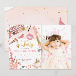 Spa Party Glitz Glam Glamor Girl Makeup Birthday Inbjudningar