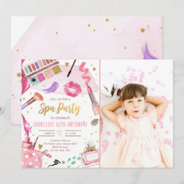 Spa Party Glitz Glam Glamor Girl Makeup Birthday Inbjudningar