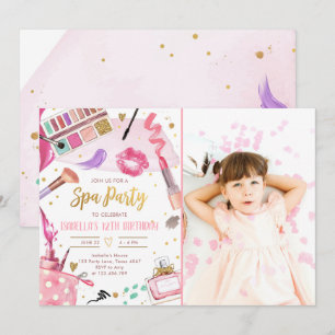 Spa Party Glitz Glam Glamor Girl Makeup Birthday Inbjudningar