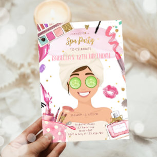 Spa Party Glitz Glam Glamor Girl Makeup Birthday Inbjudningar