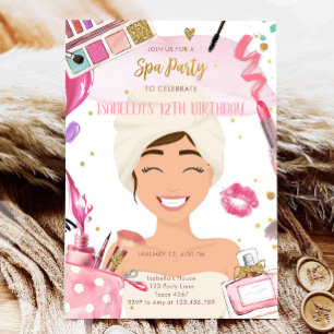 Spa Party Glitz Glam Glamor Girl Makeup Birthday Inbjudningar