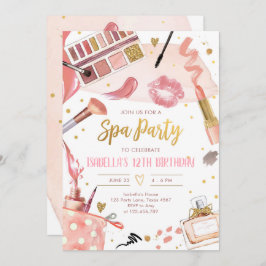 Spa Party Glitz Glam Glamor Girl Makeup Birthday Inbjudningar