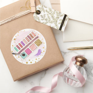 Spa Party Glitz Glam Glamor Girl Makeup Rosa Guld Runt Klistermärke