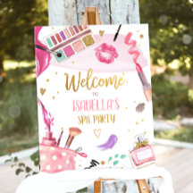 Spa Party Glitz Glam Makeup Girl Welcome Poster