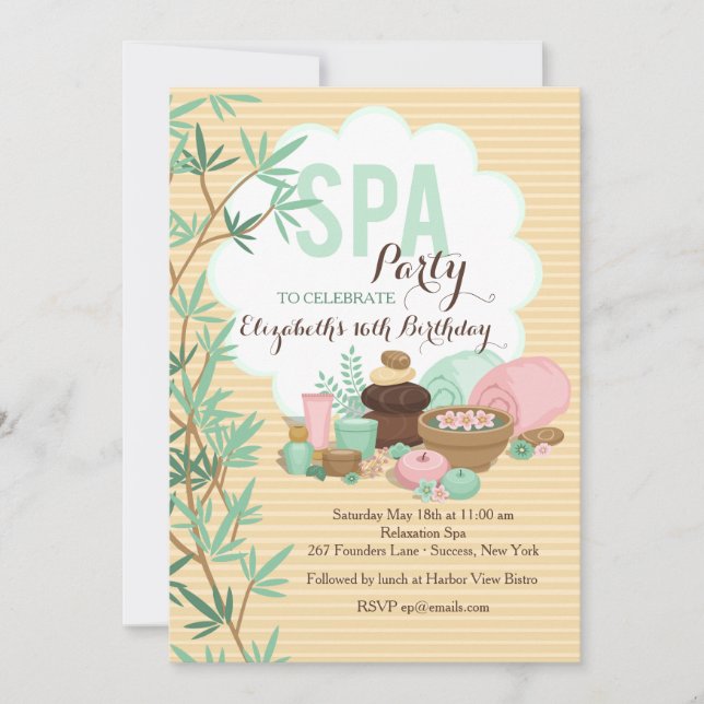 Spa Party-inbjudan Inbjudningar (Framsida)
