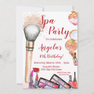 Spa Party-inbjudan, redigerbar 10:e födelsedag Inbjudningar