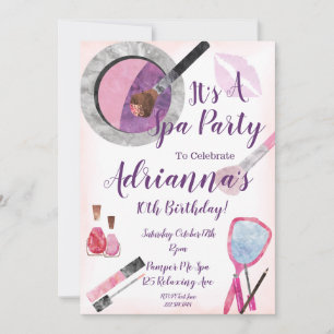 Spa Party-inbjudan, redigerbar 10:e födelsedag Inbjudningar