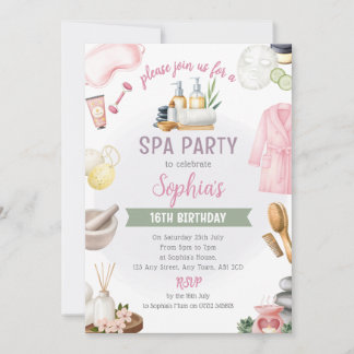 Spa Party Invitation, Natural Calm Refresh Pamper Inbjudningar