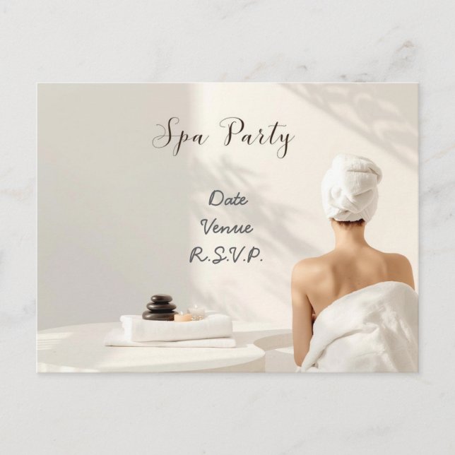 Spa Party Minimal Wellness Design Vykort (Framsida)
