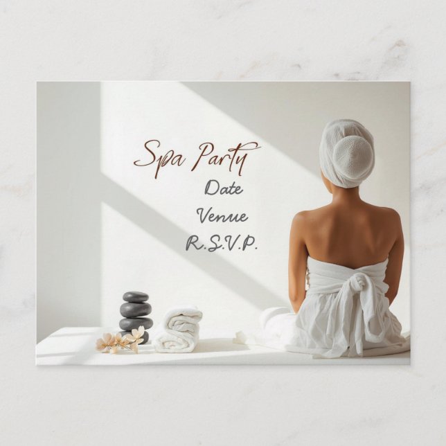 Spa Party Minimal Wellness Design Vykort (Framsida)