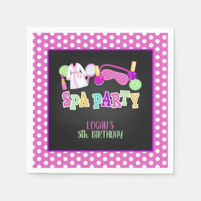 Spa Party Napkin - Anpassningsbar Pappersservett (Framsidan)
