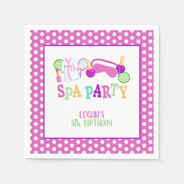 Spa Party Napkin - WH - Anpassningsbar Pappersservett (Framsidan)