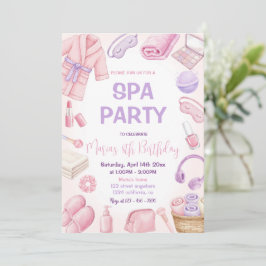 Spa Party Pamper Glam Day Girls Party Birthday Inbjudningar