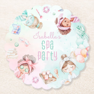 Spa party Pamper party pastel Födelsedagsfest Underlägg Papper