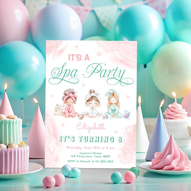 Spa Party Pastel Barns födelsedag Inbjudningar (Skapare uppladdad)