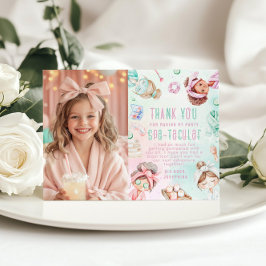 Spa party Pastel Birthday Photo tackto you Card Inbjudningar