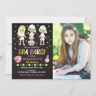 Spa Party Photo Birthday Invitation Inbjudningar