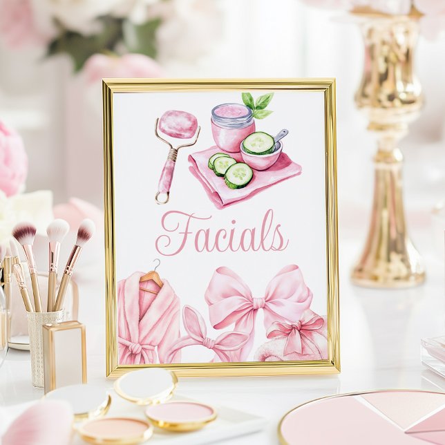 Spa Party Pink Birthday Facial Table Sign Poster (Skapare uppladdad)