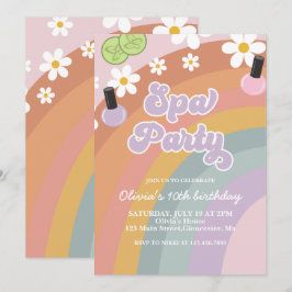 Spa Party retro Rainbow Birthday Inbjudningar
