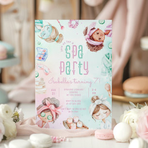 Spa party tjejer Glam Födelsedagsfest Inbjudningar