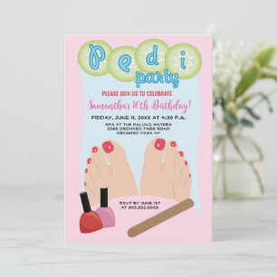 Spa Pedicure Födelsedagsfest inbjudan