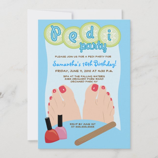 SPA PEDICURE Pedi Party-inbjudan 5x7 Inbjudningar (Framsida)