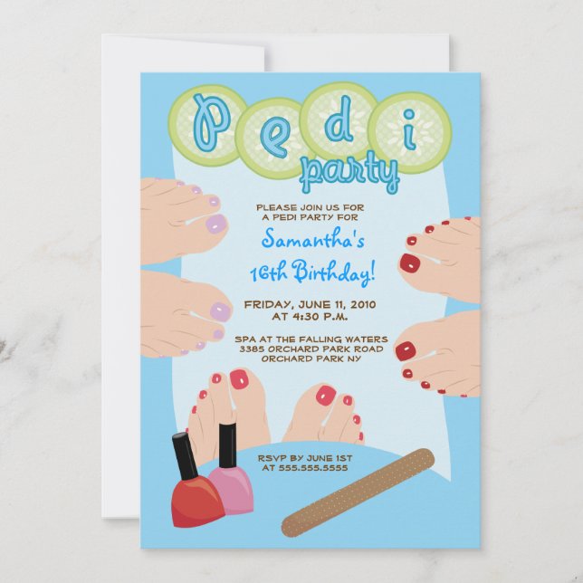 SPA PEDICURE Pedi Party-inbjudan 5x7 Inbjudningar (Framsida)