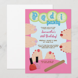 SPA PEDICURE Pedi Party-inbjudan 5x7 Inbjudningar