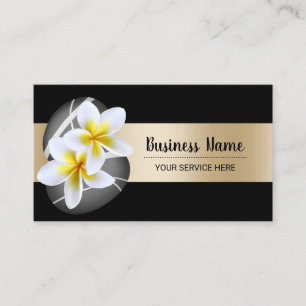 Spa Plumeria Flowers Stones Guld Pub Beauty Salon Visitkort