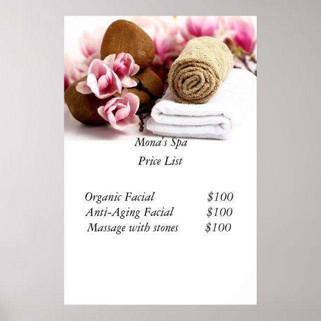 Spa prislista poster (Framsidan)