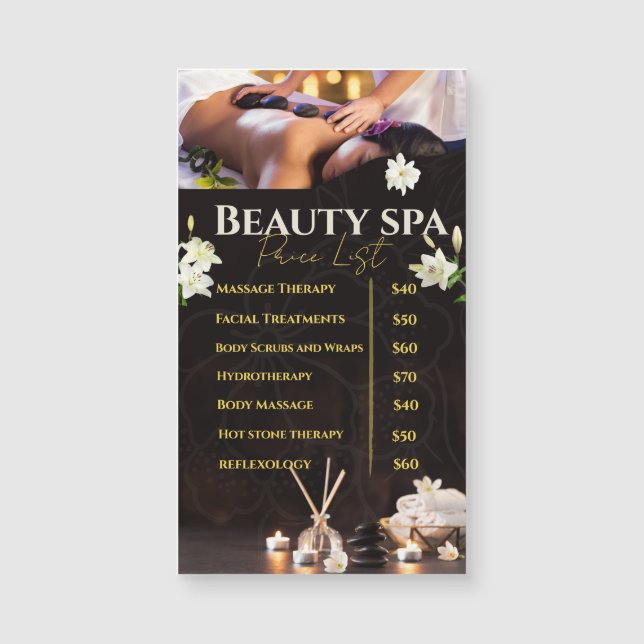 Spa Prislista Service Meny (Framsida)