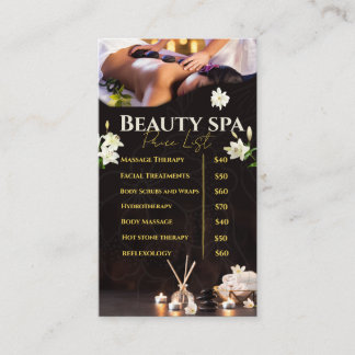 Spa Prislista Service Meny Visitkort