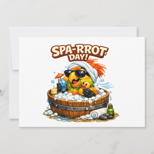 Spa-rrrot Day Funny Parrot Spa Relax Design Inbjudningar (Framsida)