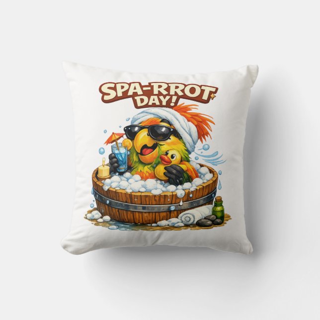 Spa-rrrot Day Funny Parrot Spa Relax Design Kudde (Framsida)