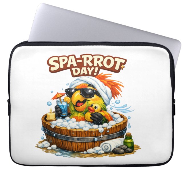 Spa-rrrot Day Funny Parrot Spa Relax Design Laptop Fodral (Framsidan)