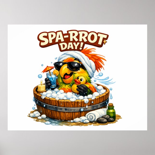 Spa-rrrot Day Funny Parrot Spa Relax Design Poster (Framsidan)