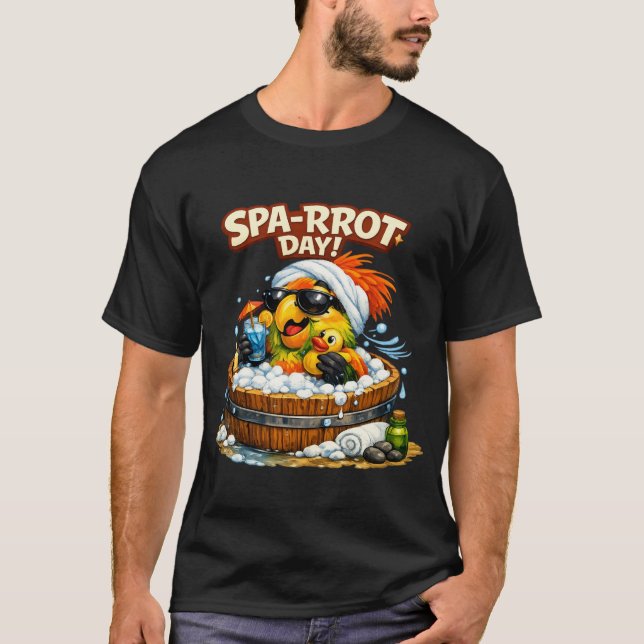 Spa-rrrot Day Funny Parrot Spa Relax Design T Shirt (Framsida)