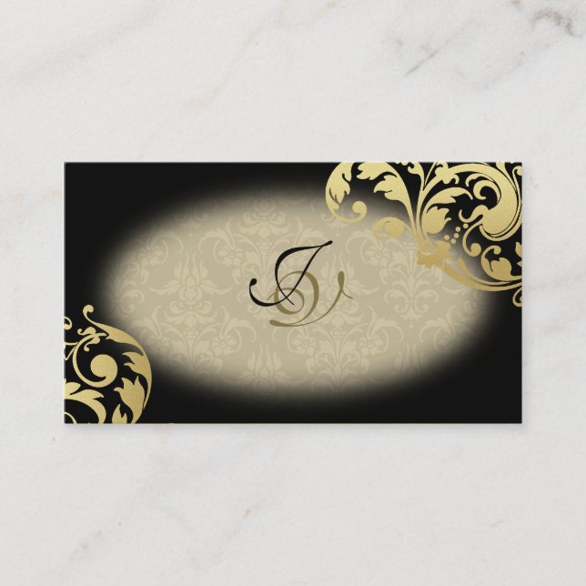 Spa & Salon Affärskort Monogram Black och Guld Visitkort (Framsida)