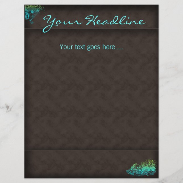 Spa Salon Blommigt Flyer Turcos Blue Grönt (Framsidan)