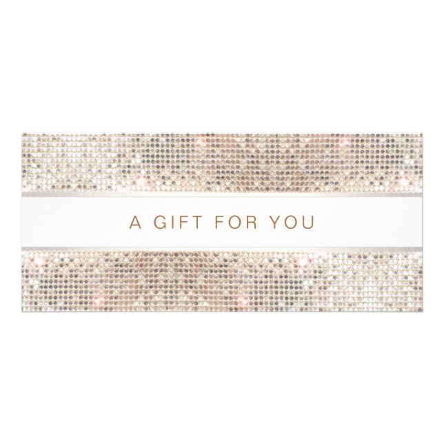Spa Salon Stripe FAUX Silver Sequin-rackkort Reklamkort (Framsidan)