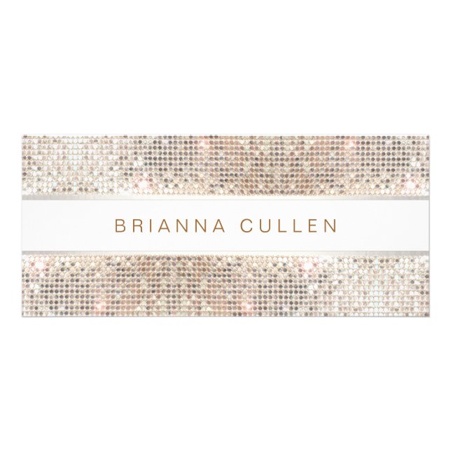 Spa Salon Stripe FAUX Silver Sequin-rackkort Reklamkort (Framsidan)