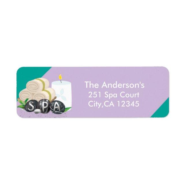 Spa Skönhet FödelsedagsfestAdressetikett Returadress Etikett (Framsidan)