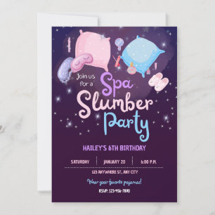 Spa Slumber Party Födelsedagsfest inbjudan