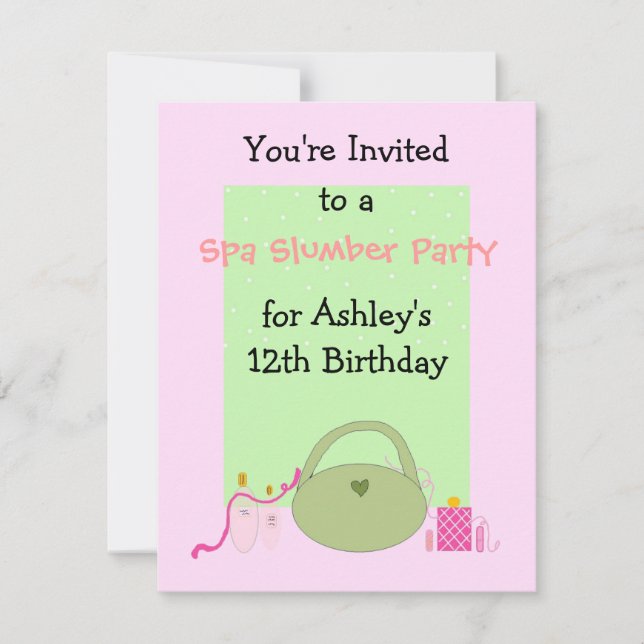 Spa Slumber Party för flickor Inbjudningar (Framsida)