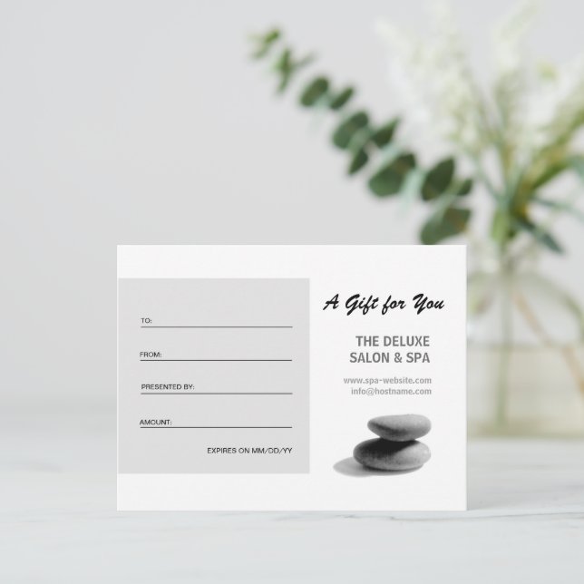 Spa Stones Gift-certifikat Vykort (Stående Fram)
