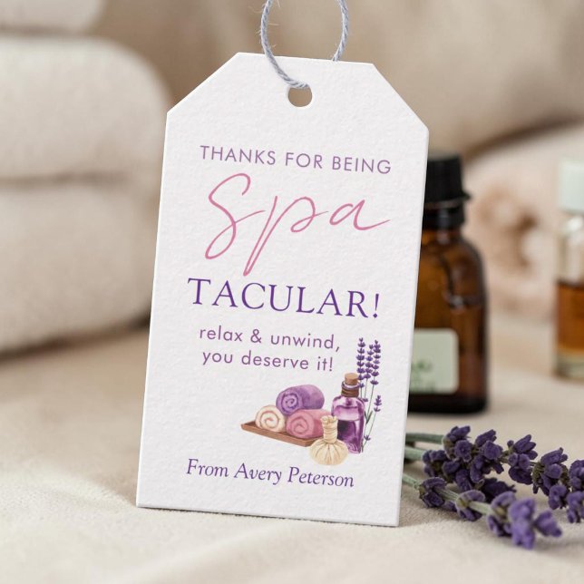 Spa-taktisk lärare uppskattning Lavendel Spa Presentetikett (Skapare uppladdad)