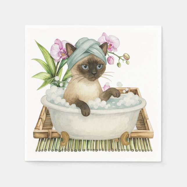 Spa tema för siamesisk Cat Lovers Pappersservett (Framsidan)