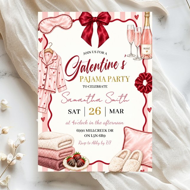 Spa tema Galentine's Pyjamasfest Inbjudningar (Skapare uppladdad)